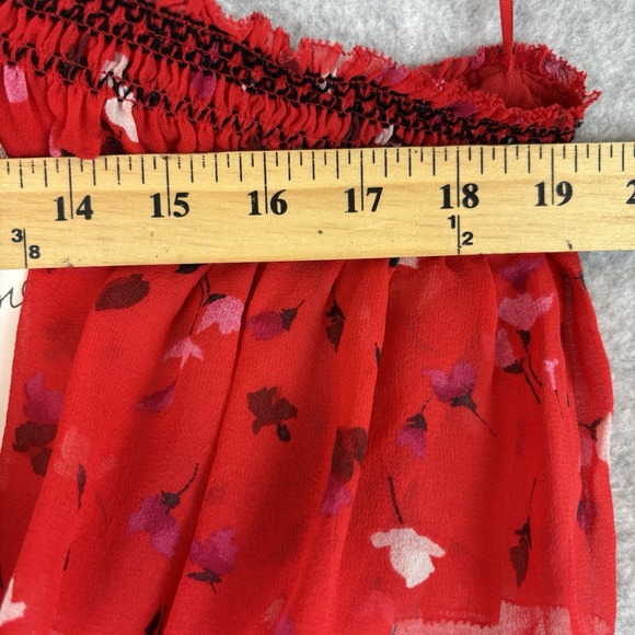 NWT Joie Midi Dress Womens Medium Red Floral 100% Silk One-Shoulder Asymmetrical - Picture 7 of 8